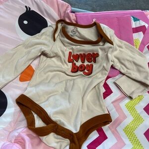 Wonder Nation Cream and Brown 'Lover Boy' Bodysuit